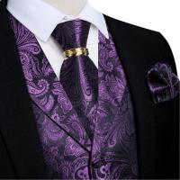 Traje de seda de cachemira azul real de lujo, conjunto de chaleco y corbata con anillo de dragón de metal, pañuelo, gemelos, chaleco de esmoquin para graduación y boda - details 20