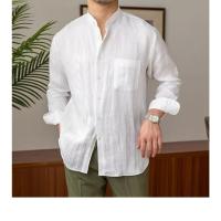 Camisa de Lino para Hombre Verano 2025 Cuello Henley Elegante Manga Larga Transpirable - details 32