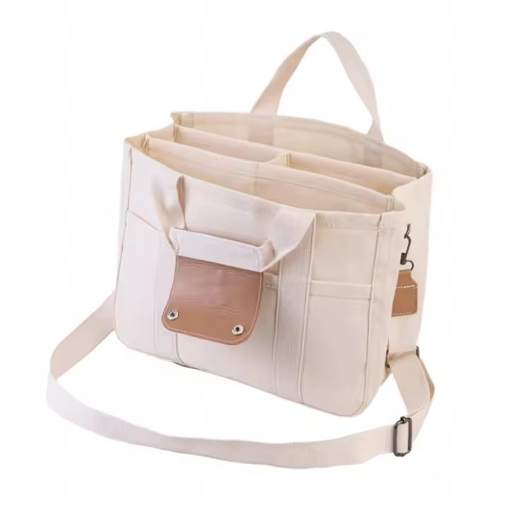 Asa de lona, ​​gran capacidad, múltiples compartimentos, resistente al desgaste, bolsa de almacenamiento impermeable con bolsillos - 1