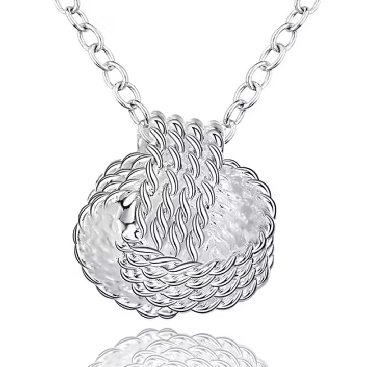 Colgante de nudo de Plata de Ley 925, collar de 18 pulgadas, joyería de encanto de moda - 1