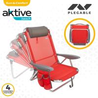 62262 - Pack de 2 sillas plegables multiposición para playa, jardín, terraza o camping beige, Medidas 64x11x64cm, 4 posiciones, con cojín en el cabecero, Incluye asa de transporte, Ibiza X2 - details 10