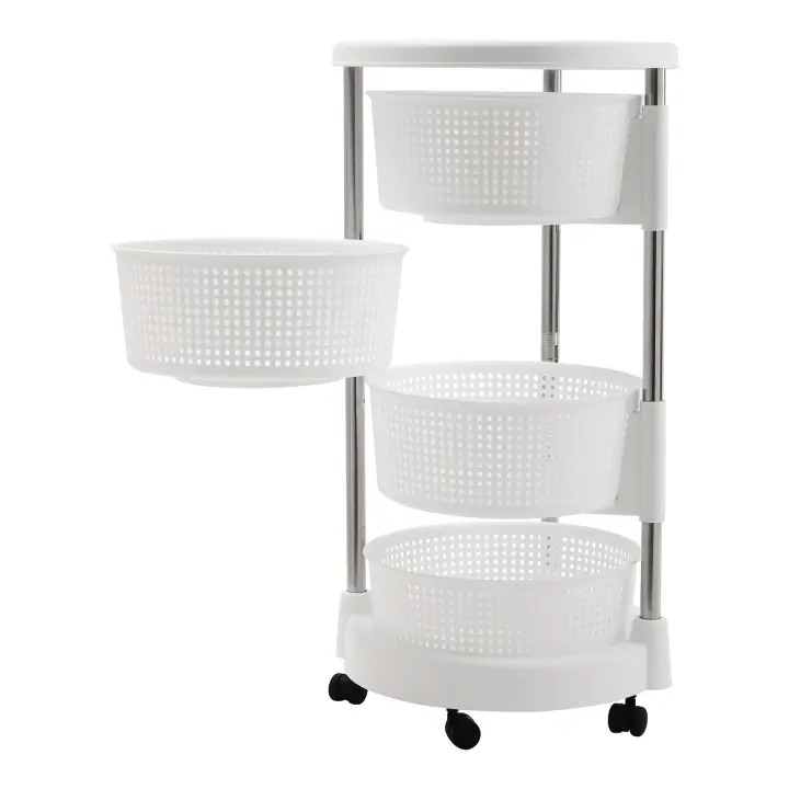 Carro rodante de 4 niveles para cocina, estante giratorio de cocina, carro de servicio para sala de estar, blanco - 1