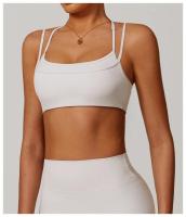 Sujetador de Yoga suave con espalda de belleza para mujer, entrenamiento de gimnasio, deportes de secado rápido, Top elástico con doble hombro y cuello, ropa interior para correr y Fitness al aire libre - details 3