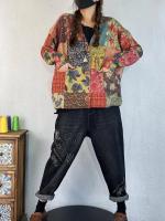 Suéter de cardigan casual para mujer Masss Wasss con estampado floral talla grande cuello en V lavado a mano material exterior de mezclilla temporada de primavera/verano - details 0