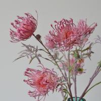 Flor de cojín Artificial de 63cm, 3 cabezas, garra de cangrejo realista, flor de crisantemo, tacto Real, flores falsas hechas a mano para sala de estar - details 19