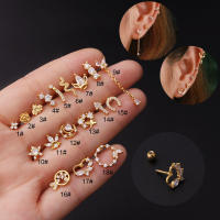 Pendientes de acero inoxidable para mujer, aretes con forma de flor de serpiente, abeja rosa, Placa dorada, piercings para niña, 2 unidades, 16g - details 0