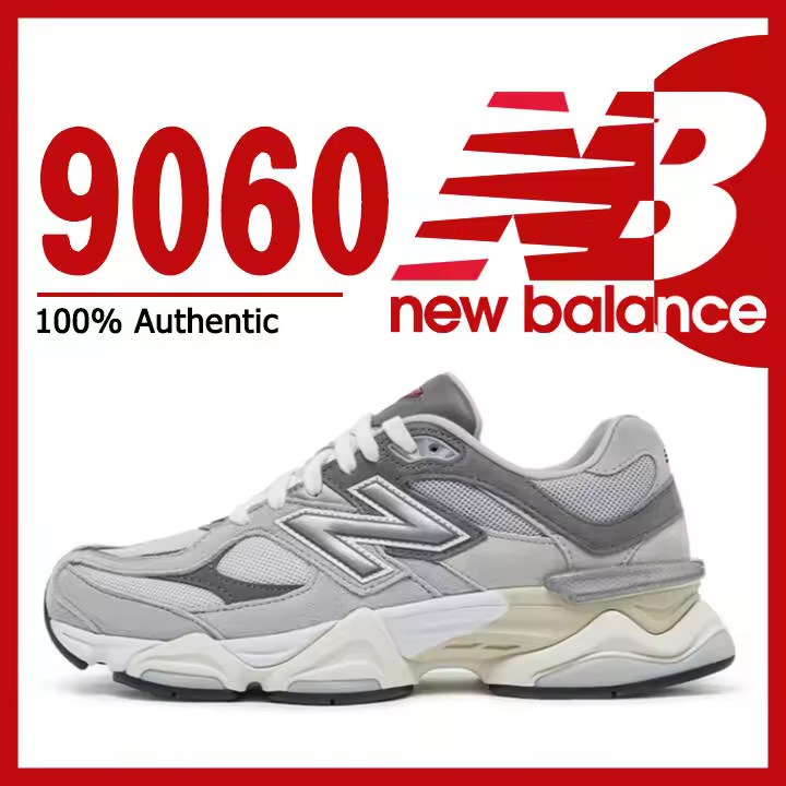 【100% auténtico】 NB 9060 Zapatos deportivos informales para hombre y mujer apliques grises LETEN - 1