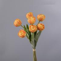 Ramas de tulipán artificiales de 7 cabezas, flor de tulipán de seda hecha a mano de tacto Real, flores falsas realistas, decoración del banquete de boda - details 6