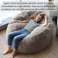 Funda Puff 120cm Peluche Lavable en Lavadora - CubreSofá Lujo para Adultos y Mascotas | Tela Impermeable Antimanchas | Sin Relleno + 3 Plazos Klarna | Certificado Anti-Alergias - details 1