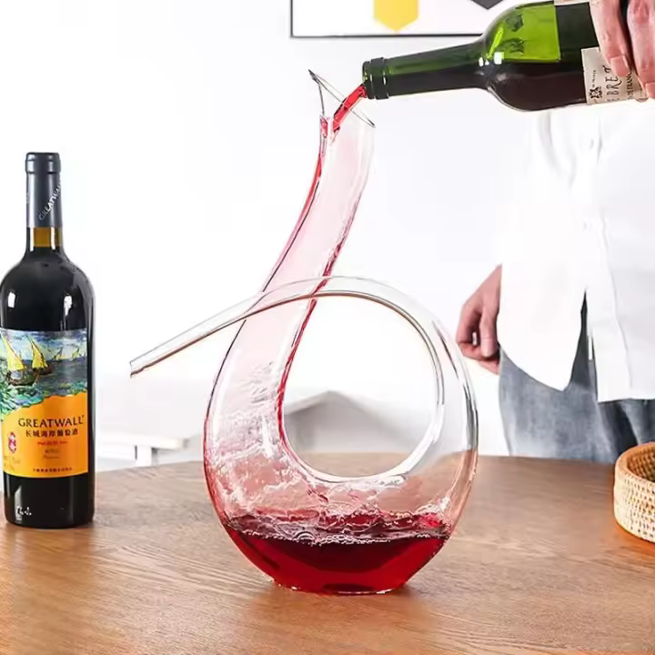 Botellas de vino tinto de cisne con forma especial, ollas de fiesta de bar sopladas a mano, juego de aireador de champán de cristal de moda sin plomo - 1