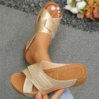 Zapatillas de cuña de gran tamaño para mujer, sandalias ligeras con velcro explosión de verano - details 2