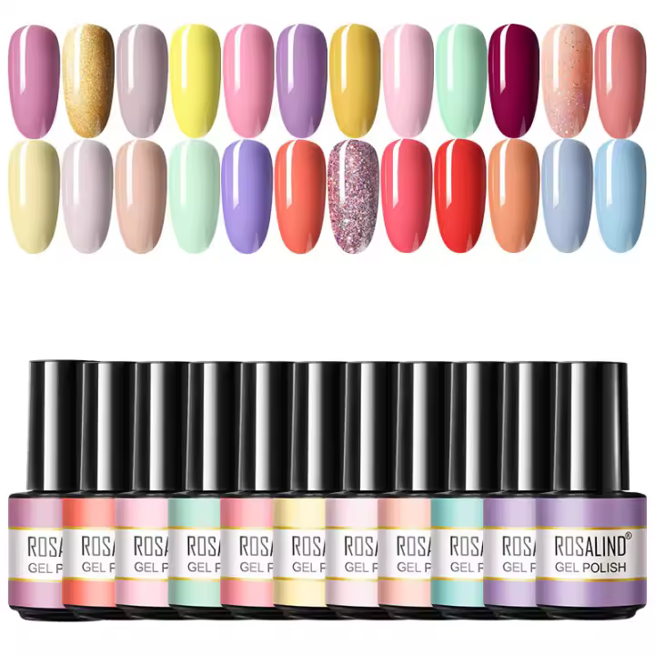 ROSALIND-Juego de esmaltes de uñas, barnices híbridos semipermanentes para decoración de uñas, esmalte de Gel mate, capa Base superior, imprimación, 8/10/12/24 piezas - 1