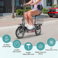HEZZO T3 Scooter Eléctrico de 14 Pulgadas con Batería de Litio y Canasta de Compras, Scooter Económico de 48V 500W 15Ah 20Mph Largo Alcance 60KM Acero al Carbono - details 6