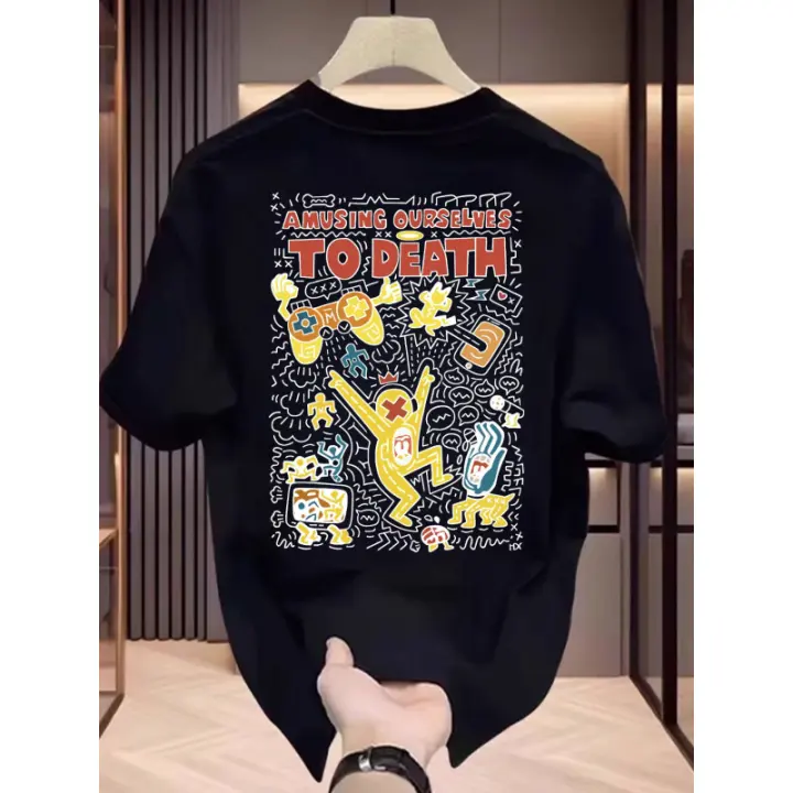 Patrón de juego de hip hop para hombresTCamiseta - 100%100% Algodón，Verano Casual Cuello RedondoTCamiseta - 1