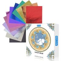 Hojas de Oro Doradas 12 Colores para Arte DIY, Arte de Uñas, Decoración de Resina, Bronceado, Muebles, Pintura Caja de Regalo de 120 Hojas - details 0
