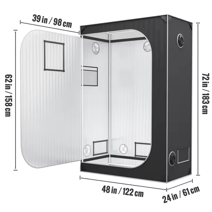 SucceBuy Tienda de cultivo, tienda hidropónica Mylar 2000D altamente reflectante con ventana de observación, bolsa de herramientas y bandeja de suelo - 1