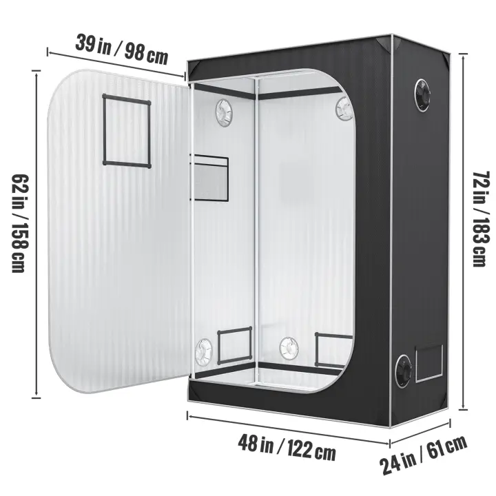 SucceBuy Tienda de cultivo, tienda hidropónica Mylar 2000D altamente reflectante con ventana de observación, bolsa de herramientas y bandeja de suelo - 1