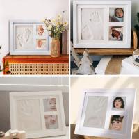 Marco de fotos con estampado de pata de mascota, tablero Artificial hecho a mano, marco de fotos conmemorativo para bebé, adornos rectangulares con huellas de gato - details 1