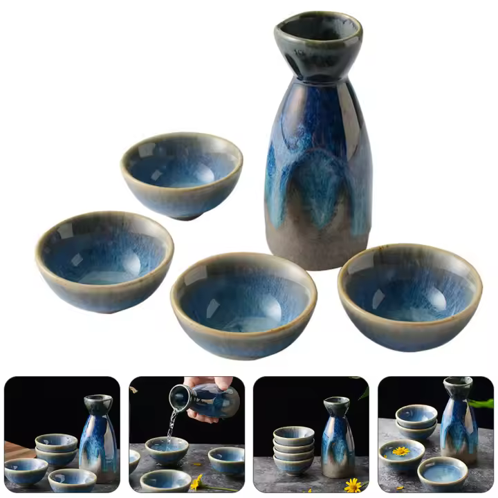 Juego de Sake japonés, tazas de cerámica, taza de servicio tradicional, botella de Japón, olla de Saki, decantador Winehot, juego de calentadores - 1