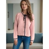 Elegante con cuello redondo y top de ganchillo a rayas sueltas para mujer - details 8
