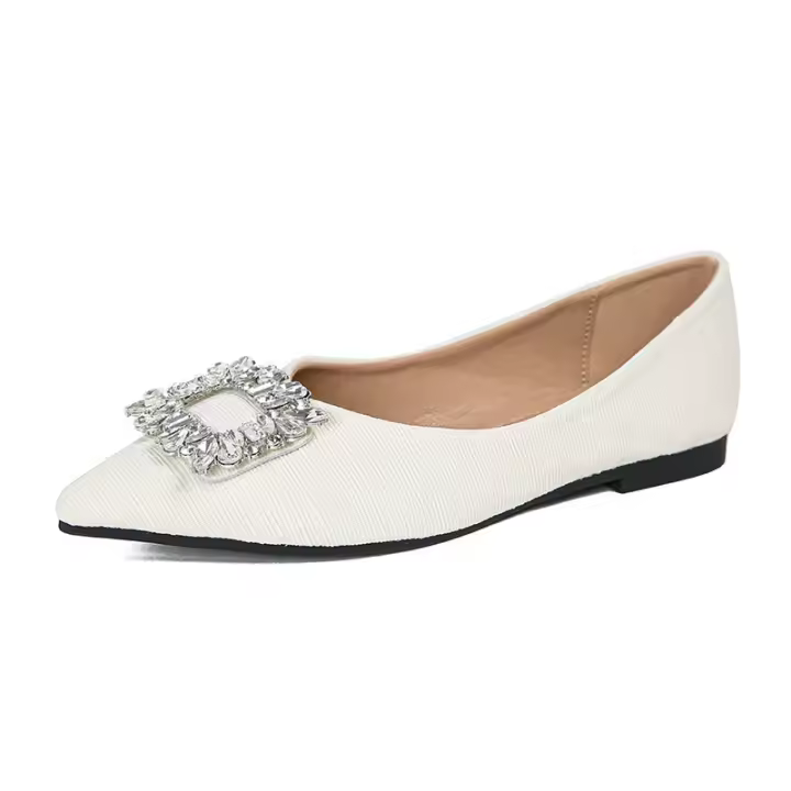 Zapatos planos de hada poco profundos con punta de diamante de fragancia francesa. - 1