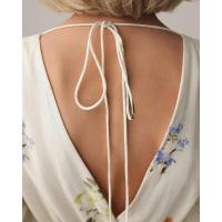 Vestido largo con espalda descubierta y estampado de ral para mujer, vestidos largos de cintura alta con mangas acampanadas, vestidos de vacaciones de verano para señora nueva 2025 - details 5