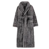 Camisón de algodón Extra grueso para hombre, albornoz de felpa de talla grande, ropa de casa de otoño e invierno, bata de Ducha - details 2