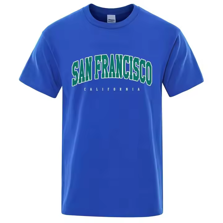 Camiseta holgada de algodón para hombre, ropa con letras de San Petersburgo, California, EE. UU., Oversize, a la moda, verano, informal holgada - 1
