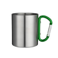 Taza portátil de acero inoxidable para acampar, taza con asa, mosquetón, escalada, mochilero, senderismo, 220Ml - details 12