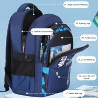Mochila escolar de astronauta para niños, mochila primaria de dibujos animados impermeable, ligera para estudiantes - details 0