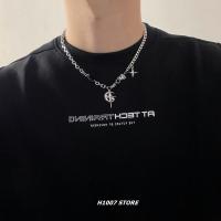 Collar de Acero Titanio con Estrella de Piedras Negras Estilo Hip-Hop y Streetwear Elegante - details 4