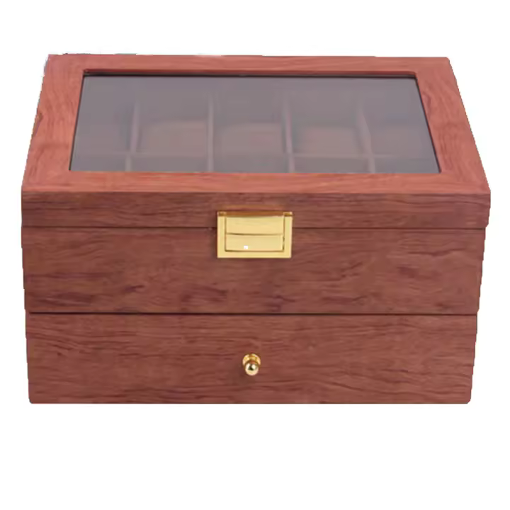 Estuche de exhibición de reloj, organizador de joyas, caja de almacenamiento, 2 niveles, 20 ranuras - 1