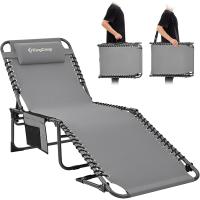 Ajustable en 5 posiciones, silla de jardín, tumbona de playa, cama de camping con almohada para - details 0