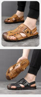 La primera capa de sandalias con cabeza de bolso de piel de vaca, nuevos zapatos de playa de verano de cuero genuino para hombres, suelas suaves, suelas de tendón de res y zapatillas geniales del padre para dos. - details 11