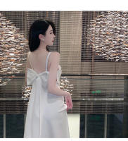 Vestido de noche blanco, vestido de tirantes francés, vestido largo sexi con cuello en V y espalda abierta, falda para la playa elegante y delgada - details 7