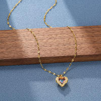 Collar de Lujo Superior con Colgante de Corazón del Mar de Cristal Colorido Acero Inoxidable 316L - details 5