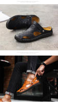Sandalias de verano para hombre, sandalias de cuero para hombre, sandalias romanas clásicas, zapatillas suaves para exteriores, sandalias de goma para playa para hombre, sandalias de Trekking - details 16