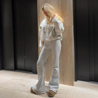 BUNO-Pantalones acampanados lisos básicos informales para mujer Y2K, pantalones ajustados de cintura baja con corte de bota, moda de otoño y primavera 2024, ropa de calle para mujer - details 9