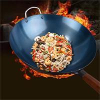 Wok de hierro tradicional chino, olla antiadherente de fondo redondo, mango de madera, sartén ligera, estufa de Gas - details 4