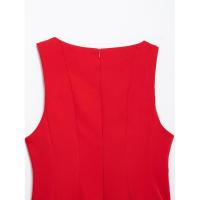 Vestido corto rojo de verano 2025 para mujer, con cuello redondo, sin mangas, línea A, mini, femenino, tipo camiseta sin mangas. - details 7