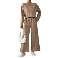 Conjuntos de dos piezas informales para mujer, tops con cuello redondo y pantalones de cintura elástica, trajes deportivos para mujer - details 7