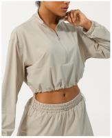 Chaqueta de Yoga de cuello alto con media cremallera para mujer, protección solar UV, ropa transpirable para exteriores, cordón con capucha, Verano - details 5