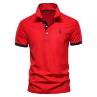 Polo popular bordado de ciervos para hombres Camiseta de manga corta con cuello de solapa de malla para hombres - details 6