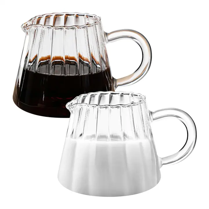 Jarra de vidrio de 2 piezas, jarra de vidrio con forma de onda, jarra de té de vidrio, jarra de crema de leche de café, Espumador de leche - 1