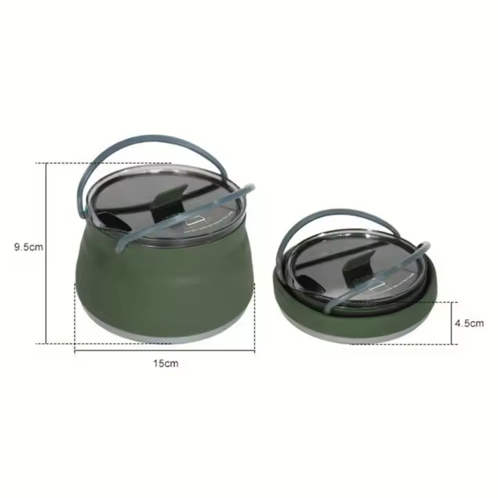 Hervidor de silicona para exteriores, utensilios de cocina plegables portátiles para picnic, olla resistente al calor, equipo fresco para acampar - 1