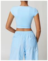 Camiseta deportiva de manga corta con cuello redondo para mujer, Camisa ajustada de manga corta para Yoga, secado fino, para correr - details 12