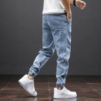 Primavera Verano negro azul Cargo Jeans hombres Streetwear Denim Jogger pantalones hombres holgados Harem Jean pantalones de talla grande - details 5