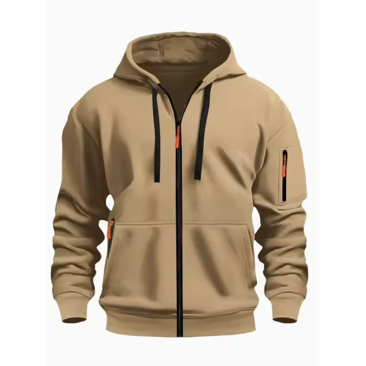 2025 nueva sudadera con capucha para hombres con cremallera y bolsillo grande top casual transfronterizo suelto y cómodo. - 1