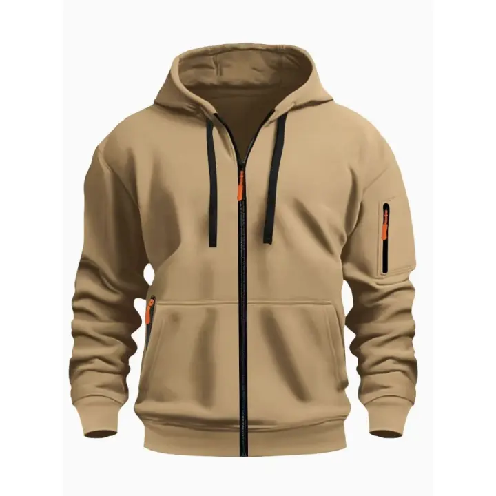 2025 nueva sudadera con capucha para hombres con cremallera y bolsillo grande top casual transfronterizo suelto y cómodo. - 1