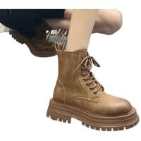 Las mujeres de suela gruesa botines, botas de motorista británico mejorado, otoño e invierno nuevo estilo - details 1